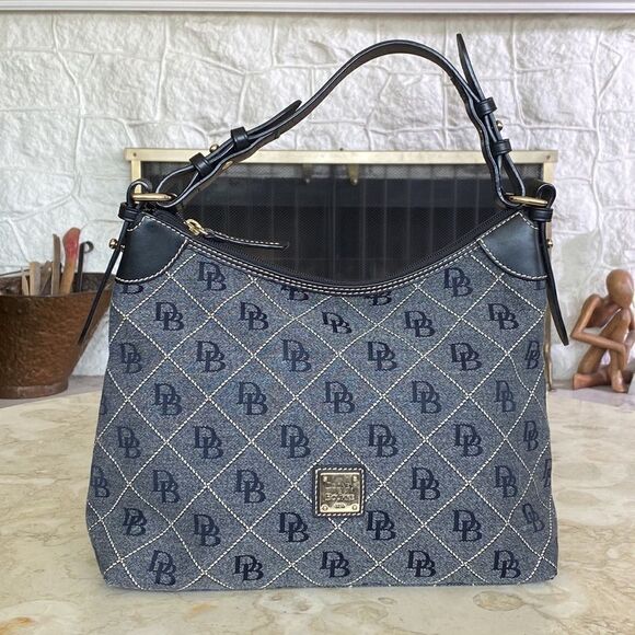 Dooney & Bourke Monogram Canvas & Leather Hobo Bag - Picture 1 of 13
